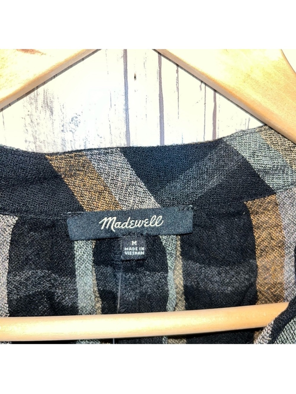 Madewell Highroad Popover Top Black Tan Stripe NWT Size M Lightweight Blouse - Picture 6 of 6